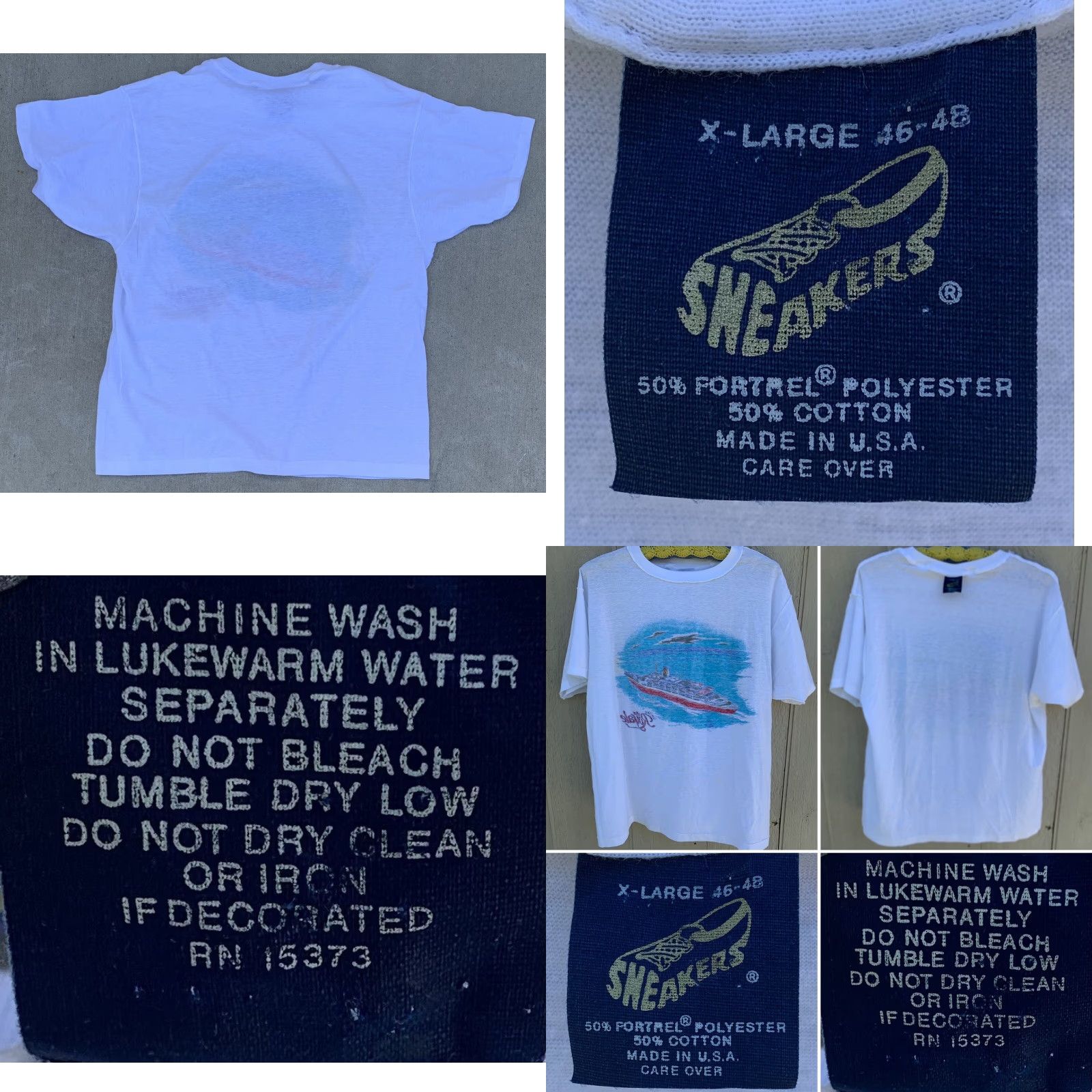Vintage VINTAGE Sneakers T-Shirt, Star Ship Royal graphic tee, 80s, XL, White, Men, Short Sleeve, Single Stitch, Cotton/Polyester Blend, Made in USA Size US XL / EU 56 / 4 - 10 Thumbnail