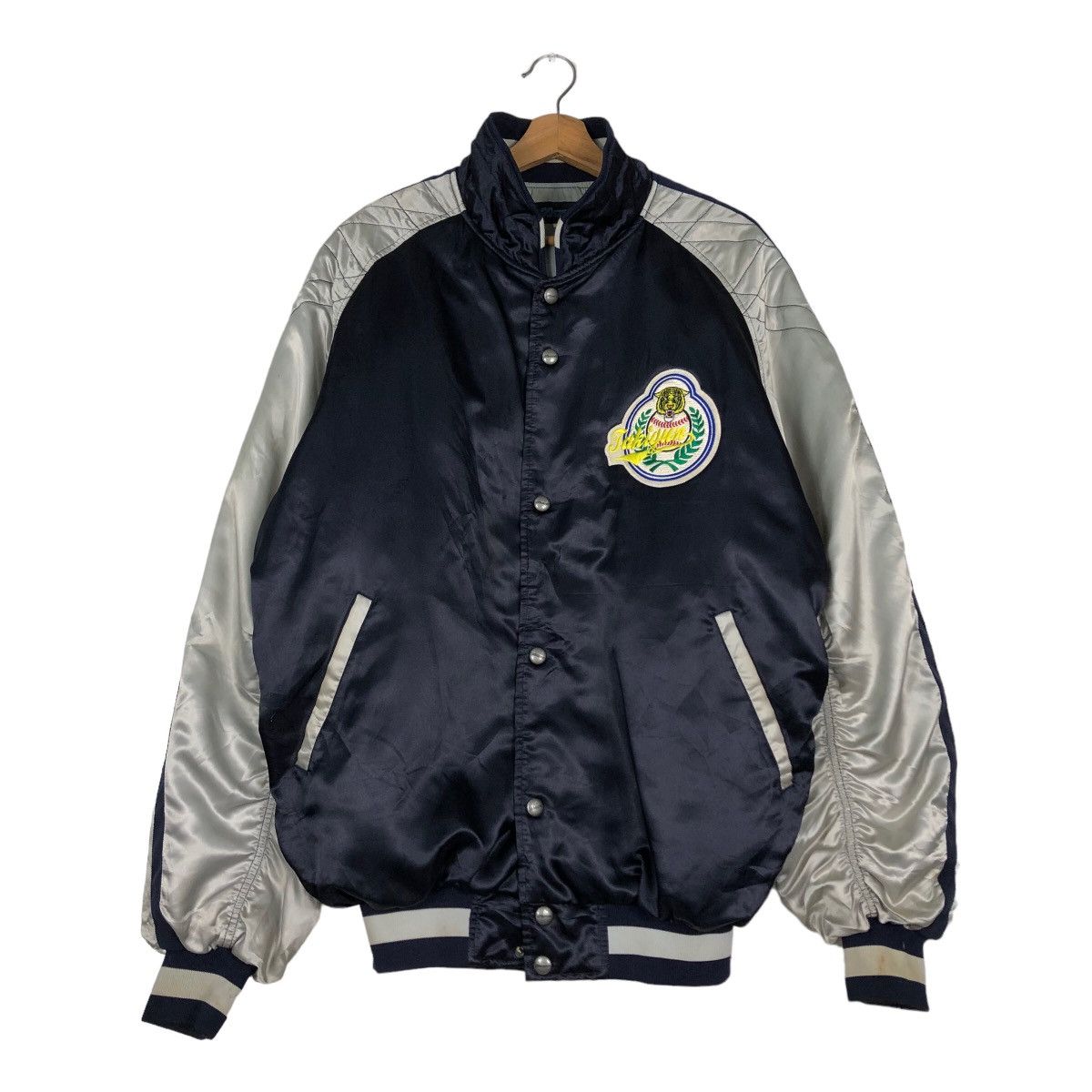 Japanese Brand 🔥Vintge Satin Bomber Jacket Sukajan Design Mizuno Japan Size US L / EU 52-54 / 3 - 1 Thumbnail