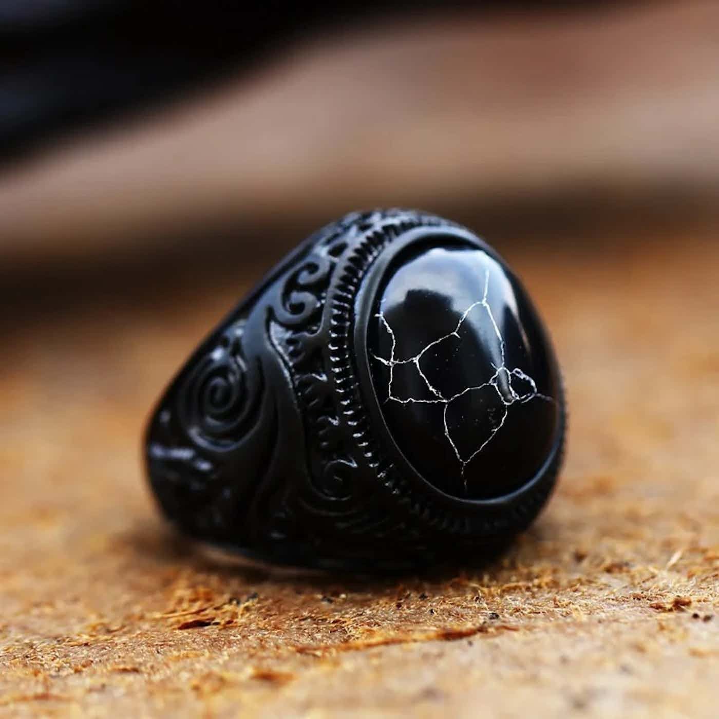 Other Black Stone Ring Size ONE SIZE - 4 Thumbnail