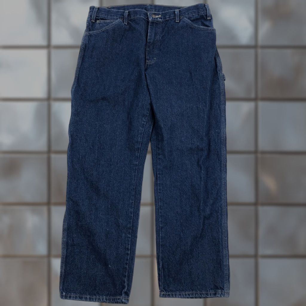 Dickies Dickies Carpenter Jeans Relaxed Fit Dark Wash Denim Workwear 36x30 Blue Mens Jeans 36 Regular Size US 36 / EU 52 - 1 Thumbnail