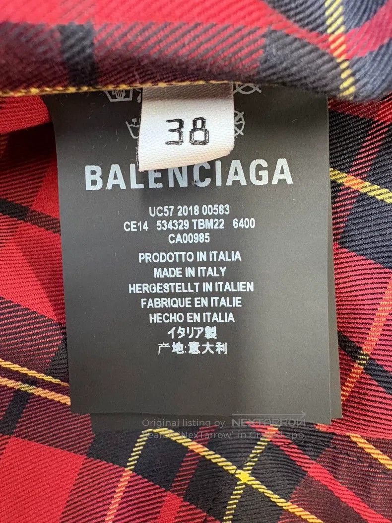 Balenciaga Balenciaga Red Plaid Hooded Zip-Up Shirt Jacket, Size 38 Size XS / US 0-2 / IT 36-38 - 7 Thumbnail