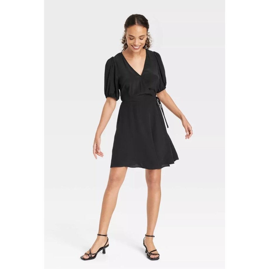 Other A New Day Black Balloon Sleeve Faux Wrap Mini Dress X-Small Size XL / US 12-14 / IT 48-50 - 2 Thumbnail