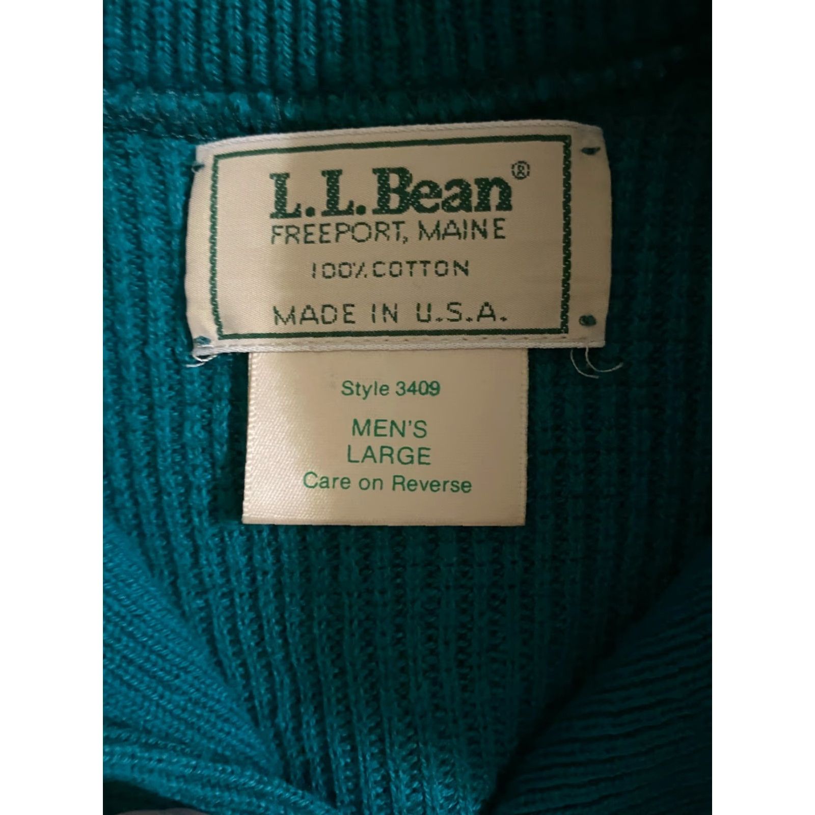 Vintage VINTAGE LL Bean Pullover Shirt Mens Long Teal Size L Mock Neck 1/4 Button Made In USA Size US L / EU 52-54 / 3 - 4 Thumbnail