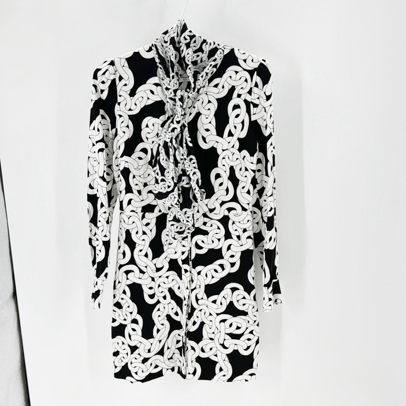 Diane von Furstenberg Diane von Furstenberg Franca Crawling Chain Tie-Neck Dress Size M / US 6-8 / IT 42-44 - 2 Thumbnail