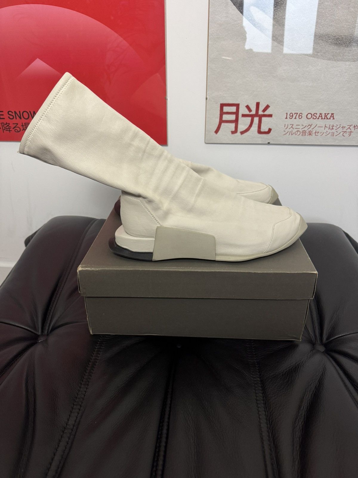 Adidas × Rick Owens Rick Owens Adidas Level Runner Stretch Socks HighTop Leather Size US 8 / EU 41 - 1 Thumbnail