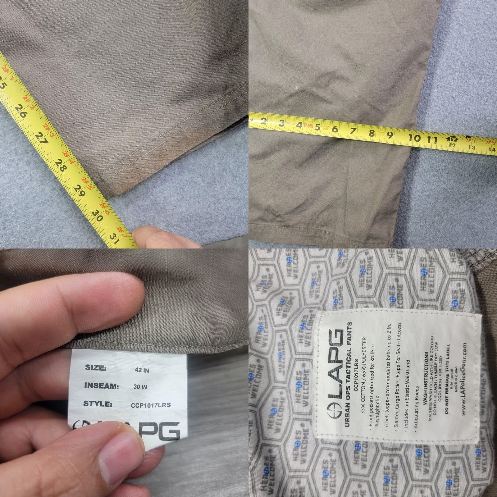 Vintage LAPG Pants Mens 42x30 Beige Urban Ops Tactical Cargo Pants Mens Beige Cargo Pocket Workwear N/A Size US 42 / EU 58 - 9 Thumbnail