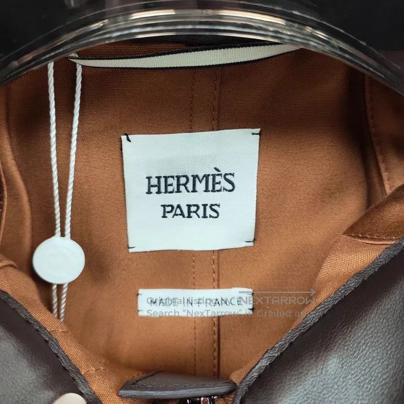 Hermes Hermes Leather and Cotton Patchwork Designer Coat Size XXS / US 00 / IT 34 - 3 Thumbnail