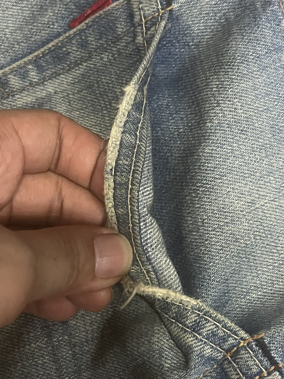 Levi's Vintage Clothing Levi’s LVC 501 Big E Repaired Blue Washed Selvedge Jeans Size US 34 / EU 50 - 10 Thumbnail