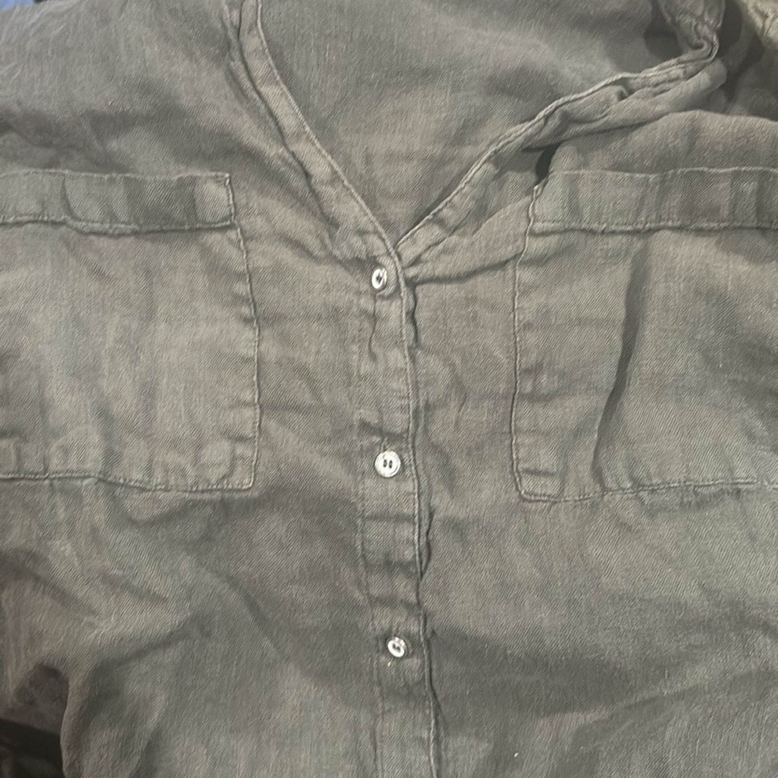 Zara ZARA Olive Utility Roll Tab Sleeve Button Down Shirt Sz S Size S / US 4 / IT 40 - 4 Thumbnail