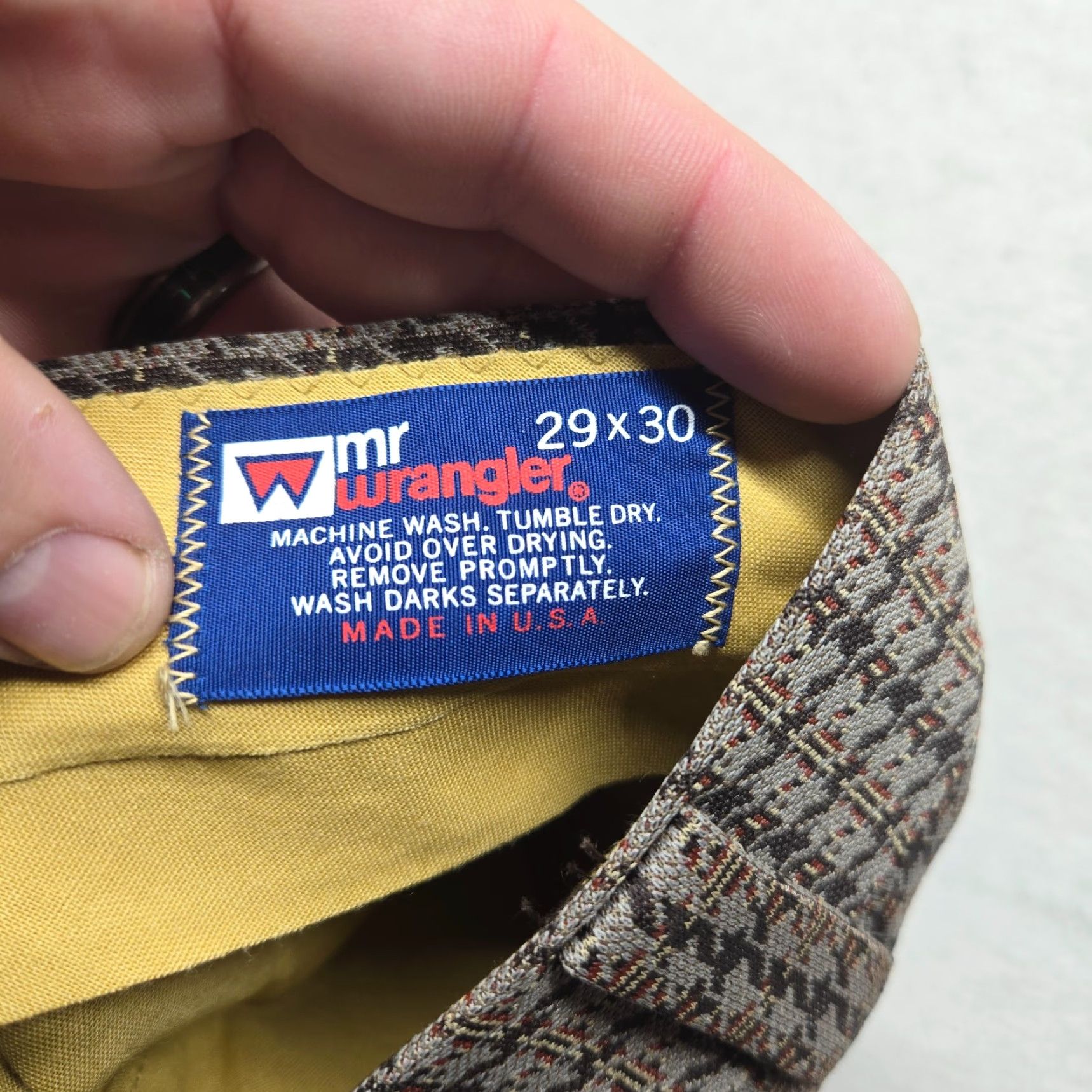 Wrangler VINTAGE Mr. Wrangler Brown Knit Flare Cuffed Plaid Pants Men's 29 x 30 Size US 29 - 4 Thumbnail