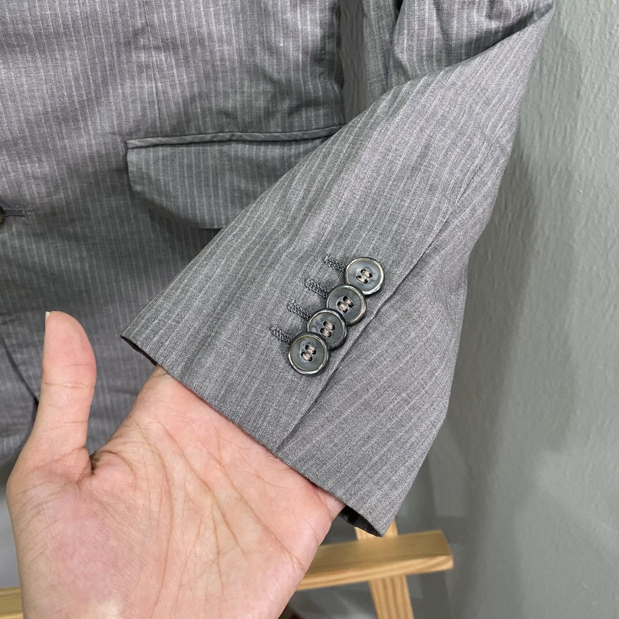 Loro Piana Loro Piana Fabric Pinstripe Wool Silk Blazer Jacket - Grey Size US S / EU 44-46 / 1 - 9 Thumbnail