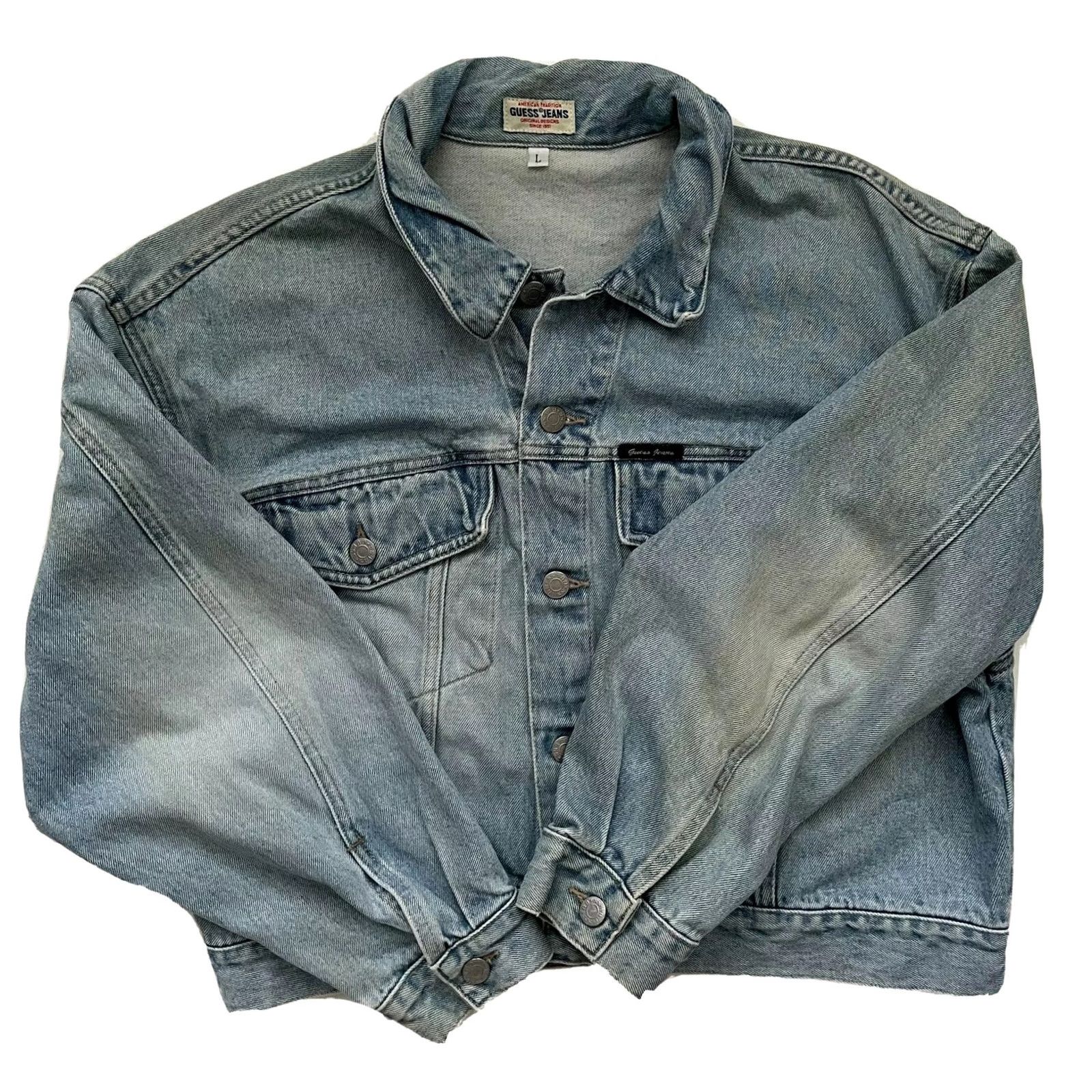 Guess VINTAGE Guess Jeans Denim Trucker Jacket Woman's Jeans USA Made in USA Sz L Blue 90s Signature Denim Trucker Jacket Womens Size 36" / US 14 / IT 50 - 2 Thumbnail