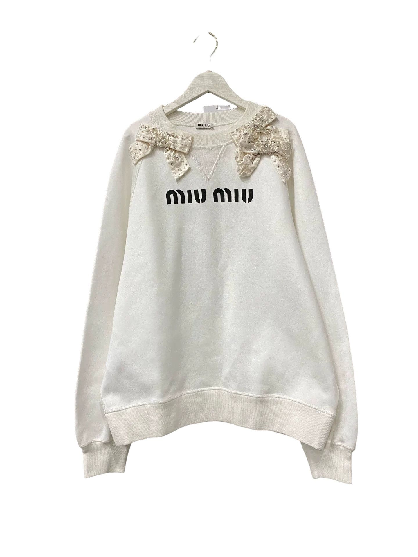 Miu Miu Miu Miu Embellished Bow Sweatshirt Size S Size S / US 4 / IT 40 - 1 Thumbnail