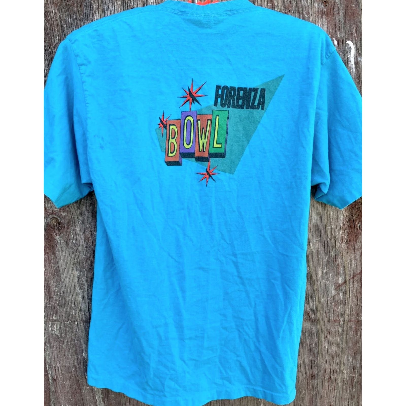 Vintage VINTAGE Forenza Bowl T Shirt Single Stitch Made In Italy 80s 1980s Size M Blue Cotton Graphic Print Men Short Sleeve Size US M / EU 48-50 / 2 - 4 Thumbnail