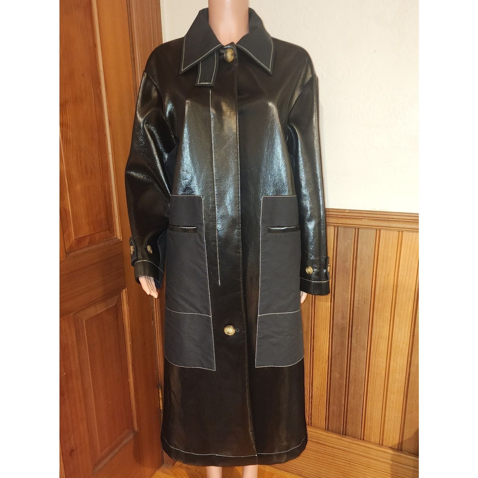 Rejina Pyo NWT Rejina Pyo Logan Faux Leather Coated Twill Black Coat L Size L / US 10 / IT 46 - 3 Thumbnail