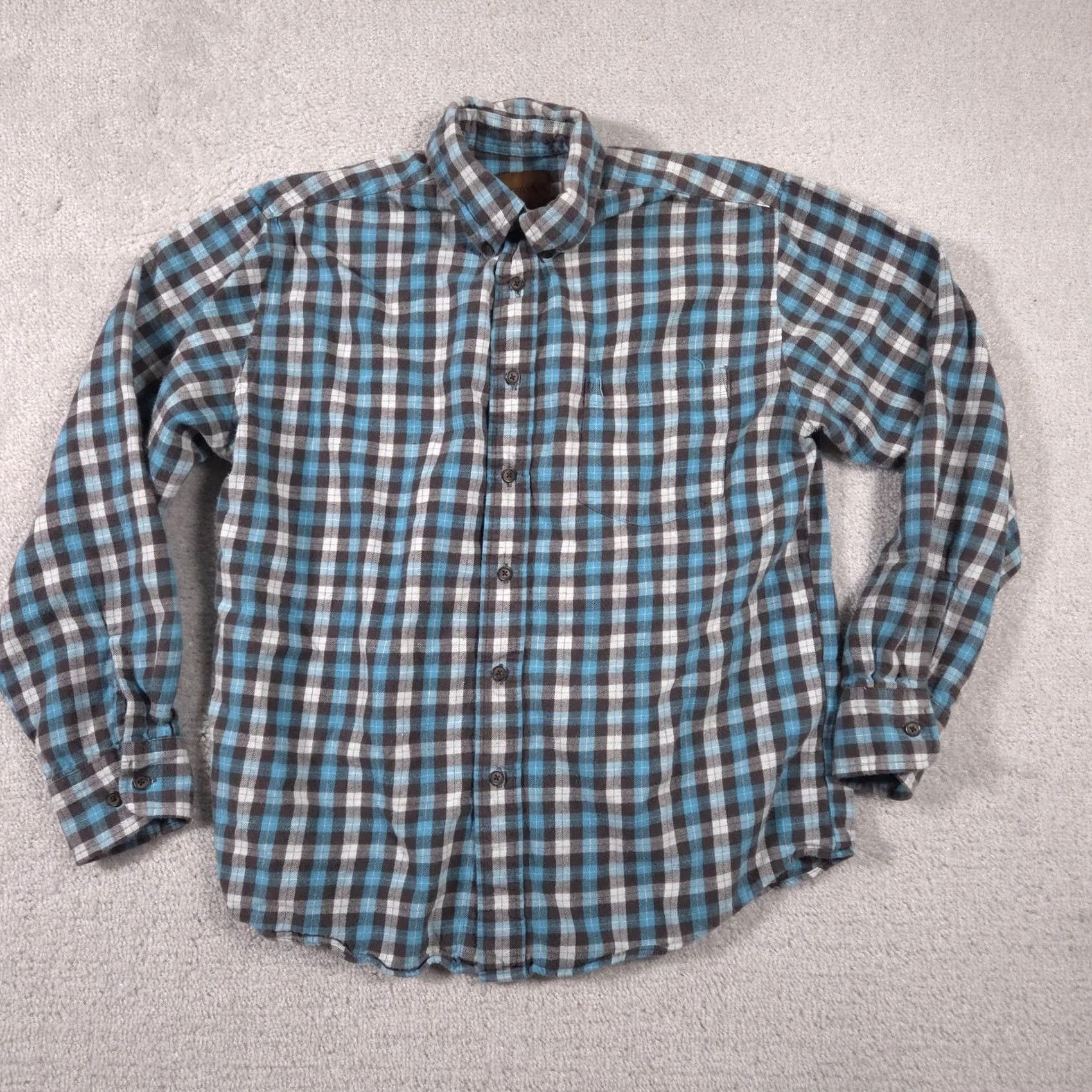 Vintage St. John's Bay Shirt Mens Medium Blue Brown Plaid Button Front Long Sleeve Cotton Shirt Size US M / EU 48-50 / 2 - 2 Thumbnail