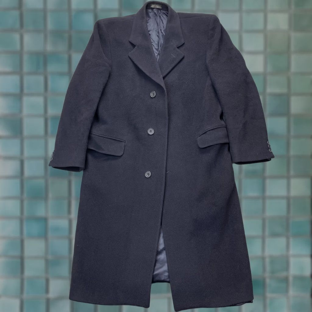 Vintage VINTAGE English Jacket Mens 40 Blue Overcoat Notch Lapel Trench UK England Class Shirt? Size US XXS / EU 40 - 1 Thumbnail