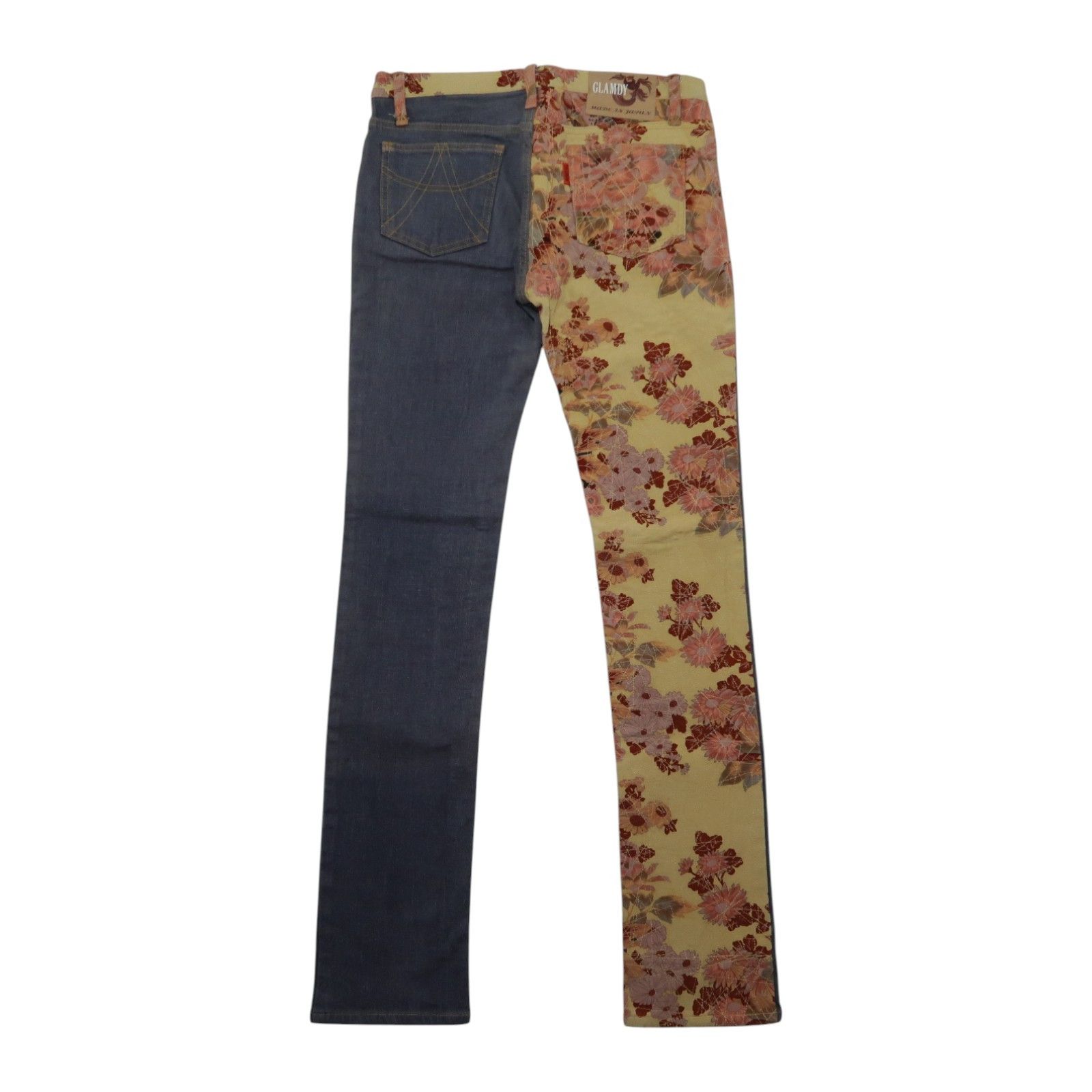 Japanese Brand 1990s Vintage Glamdy Karakuri Tamashii Boro Denim Floral Size US 30 / EU 46 - 1 Thumbnail