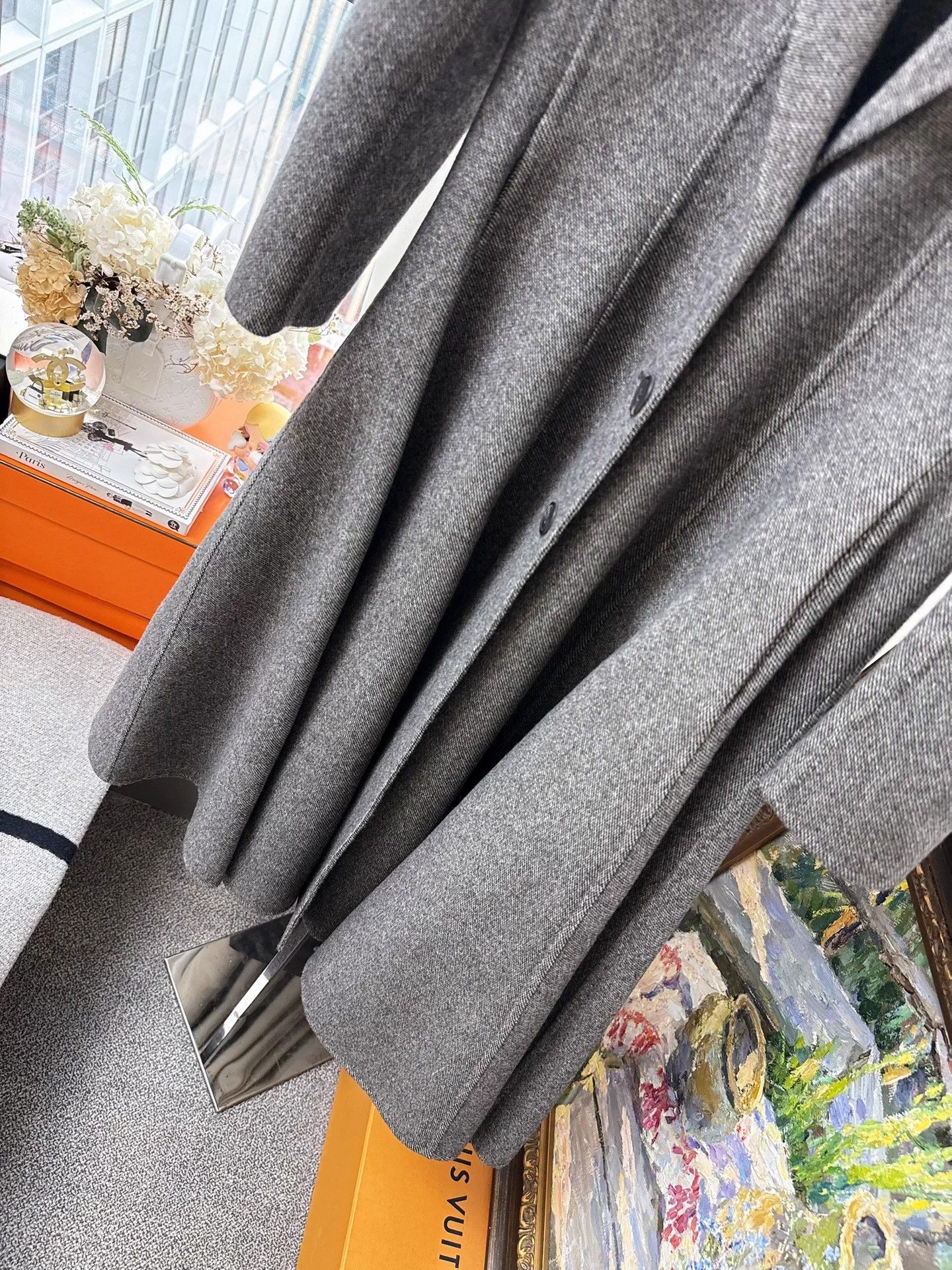 Dior Dior Gray Tweed Waist-Cinched Full Skirt Long Wool Coat 36 Size XS / US 0-2 / IT 36-38 - 2 Thumbnail