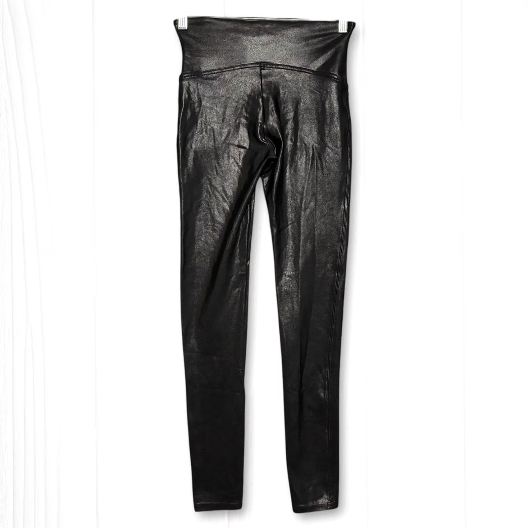 Spanx EUC SPANX Faux Leather Shine Leggings High Waist Black Women's M Size 32" / US 10 / IT 46 - 2 Thumbnail