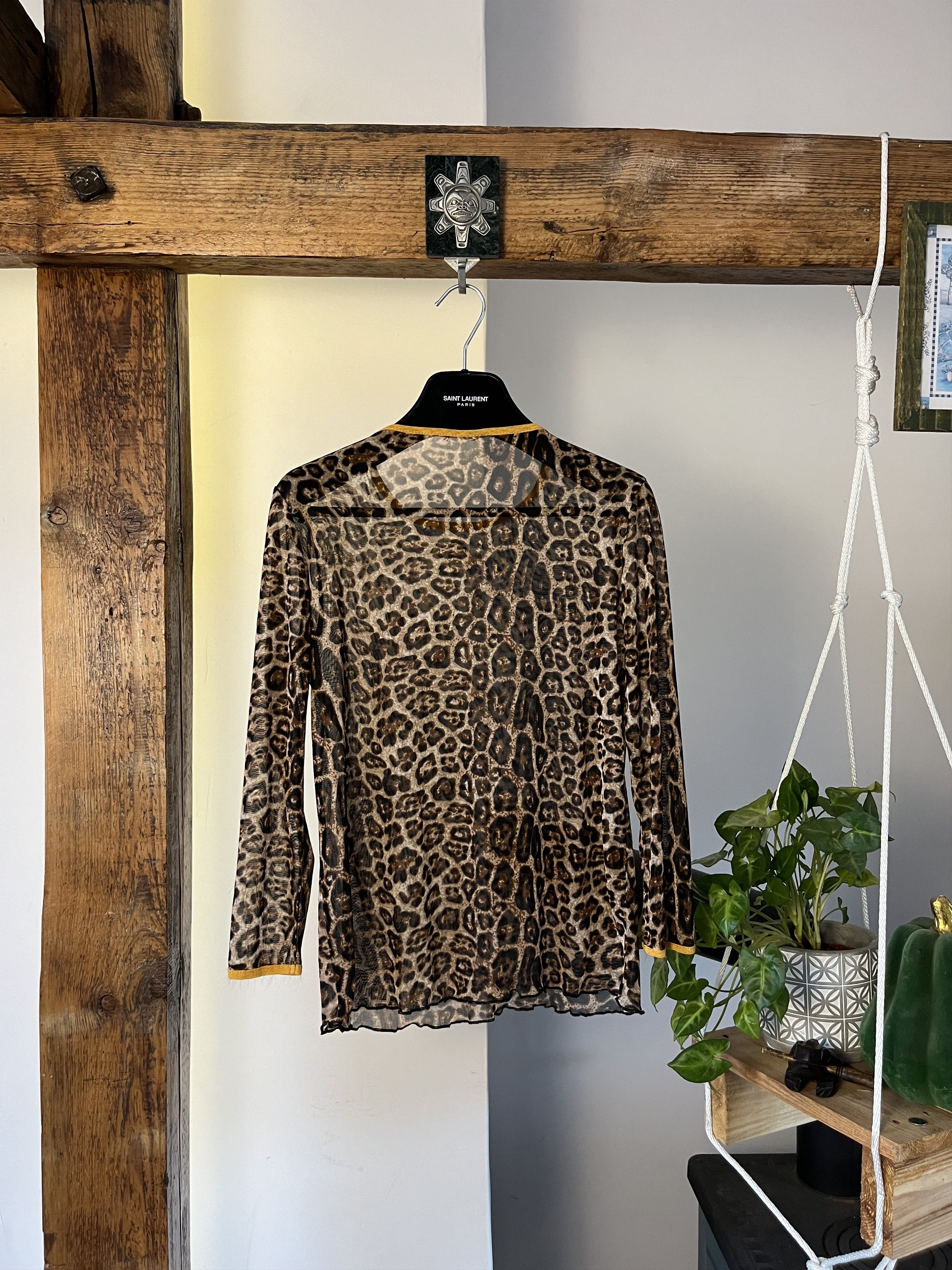 Japanese Brand Vintage Y2K Mesh Leopard/Gepard Print Long Sleeve Tattoo Top Size US S / EU 44-46 / 1 - 2 Thumbnail