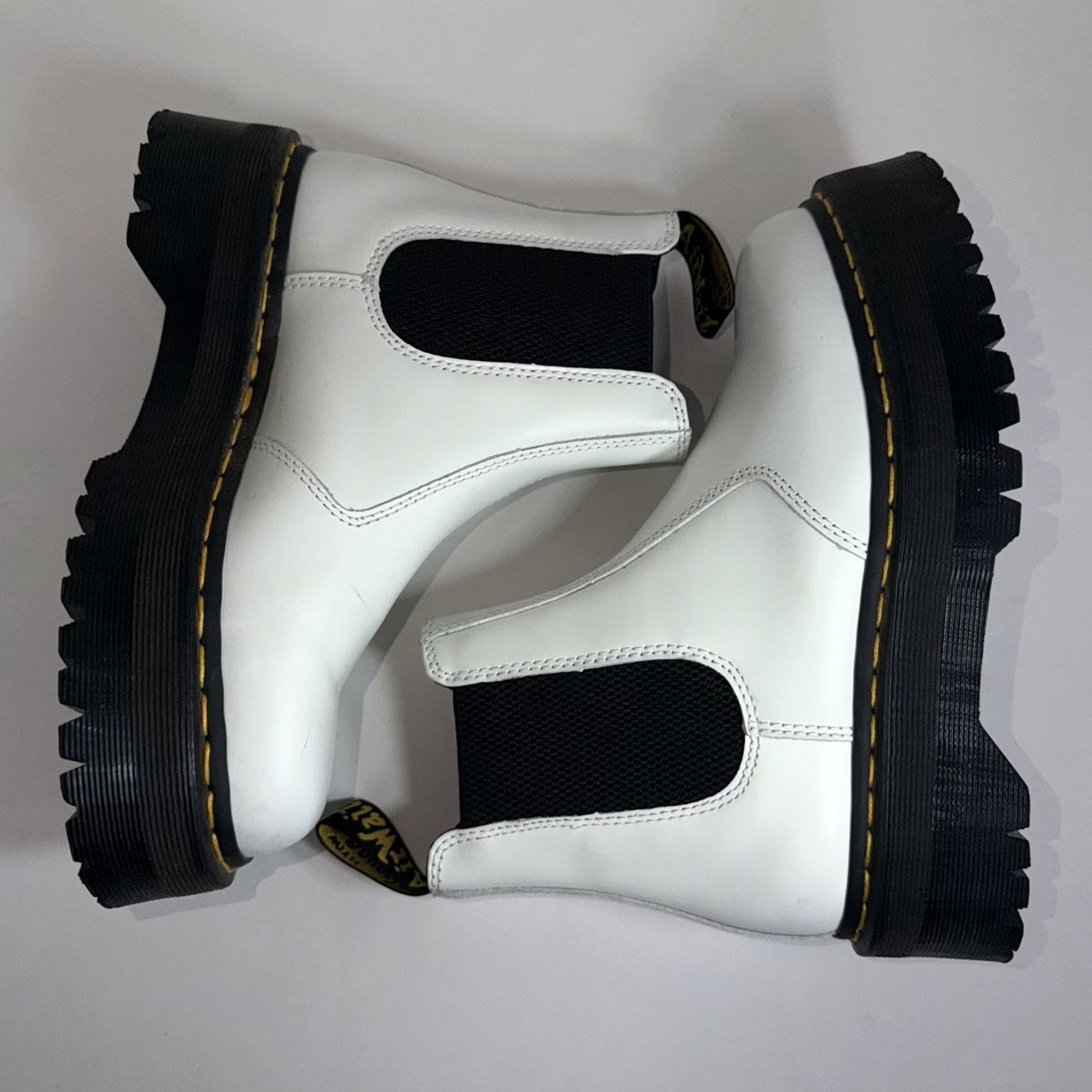 Dr. Martens Dr. Martens 2976 Quad Chelsea Boots Womens Size 8 White Platform Leather Fashion Boots Womens Platform Chelsea Boots Size US 8 / IT 38 - 7 Thumbnail