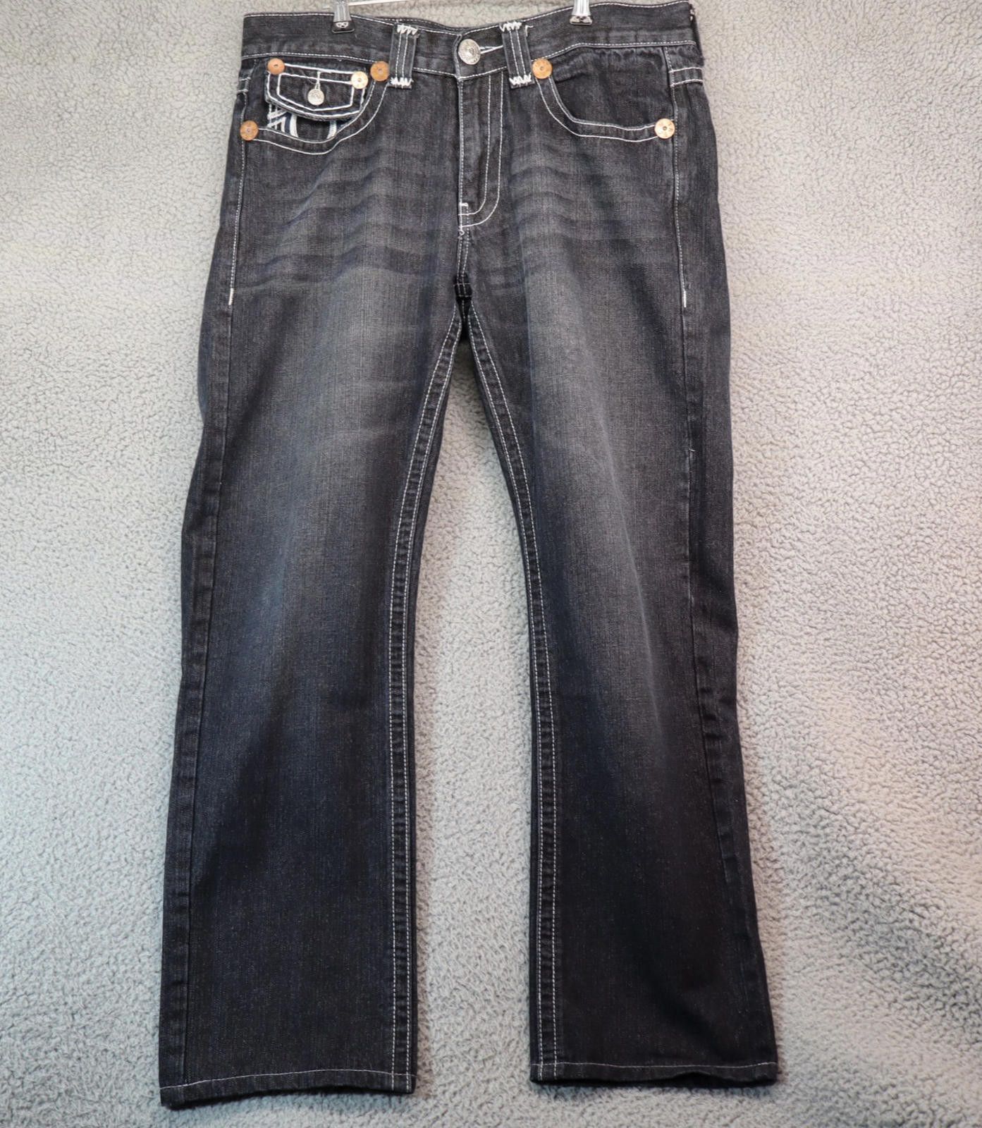 Men Jean Joey Super T True Religion Jeans 34x33 Black GUC US