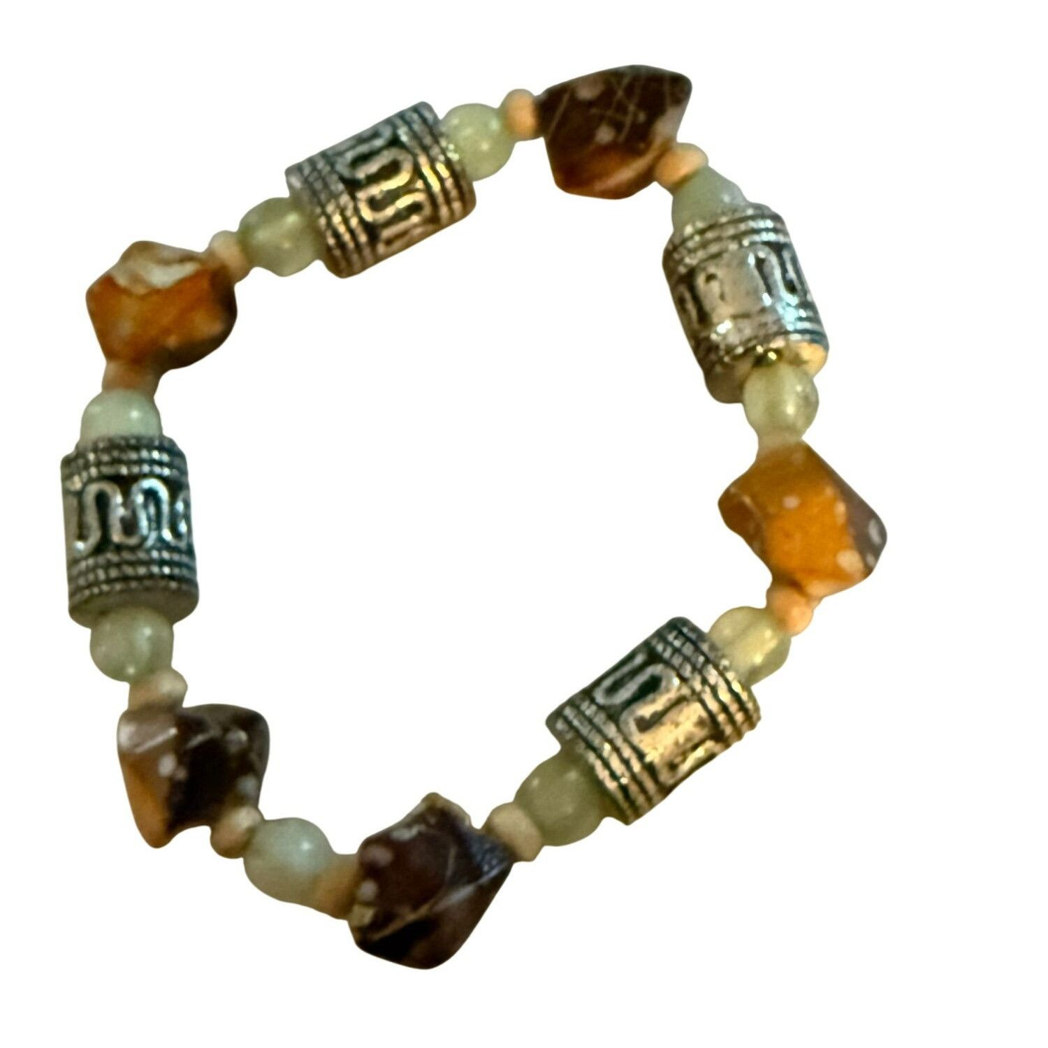 Other Natural Stone Agate and Jade Bali Beaded Bracelet With Silve Size ONE SIZE - 3 Thumbnail