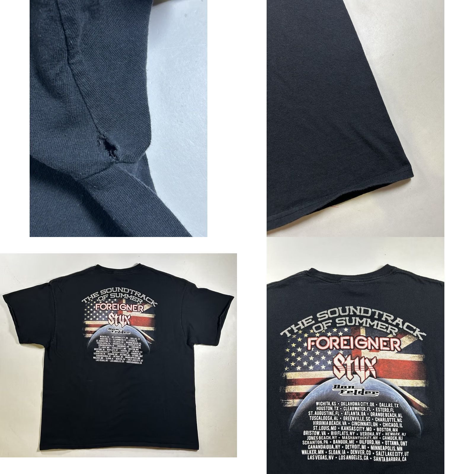 Delta 2014 Foreigner Styx Don Felder Soundtrack Of America Tour shirt 2XL Black Men T-Shirt Graphic Print - Delta Pro Weight Size US XXL / EU 58 / 5 - 8 Thumbnail
