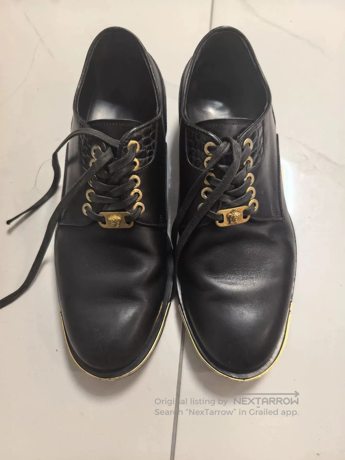 Versace Versace Medusa Metallic Trim Leather Shoes. Size US 6.5 / EU 39-40 - 1 Thumbnail
