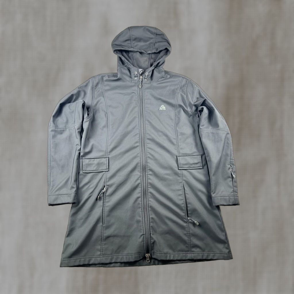 Nike VINTAGE? No. Nike ACG Softshell Coat Womens XL Gray Hooded Long Parka Fleece Lined Zip Size XL / US 12-14 / IT 48-50 - 1 Thumbnail