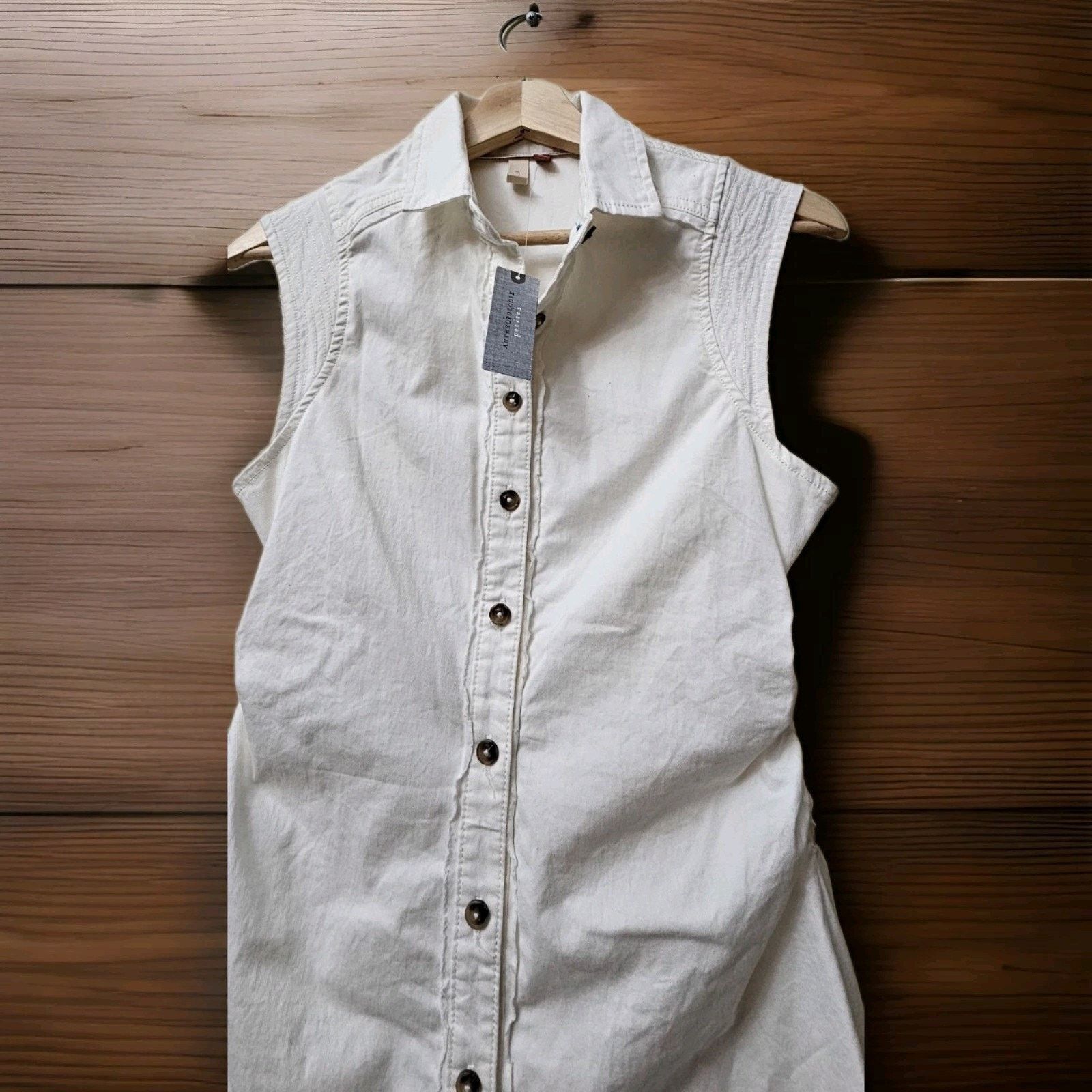 Anthropologie Anthropologie Shirt Dress Button Front Pleated Sz 0P Size XS / US 0-2 / IT 36-38 - 6 Thumbnail