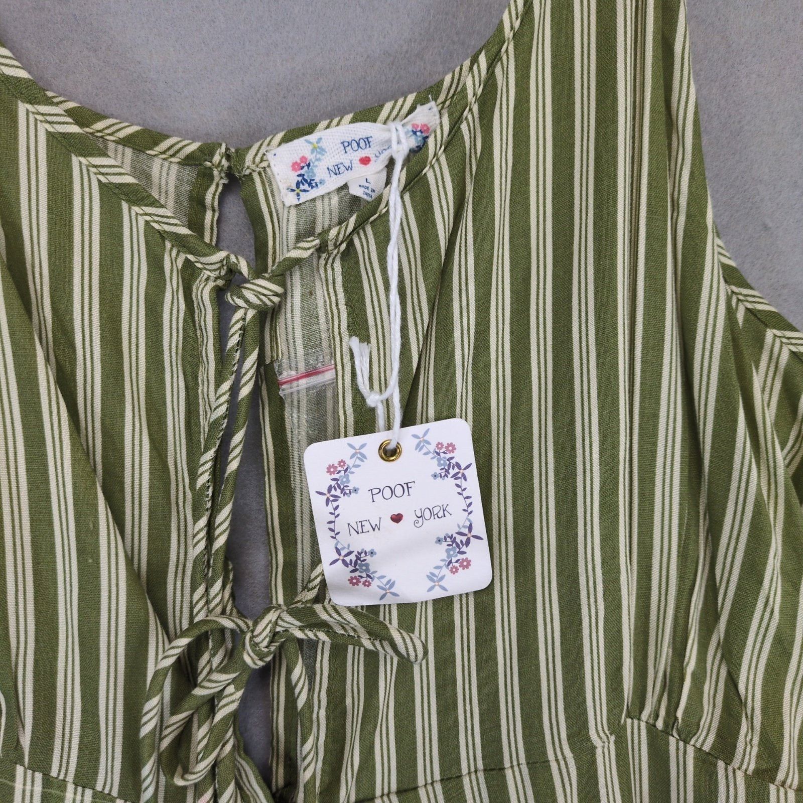Other Poof NY Green Striped Cami Open Maxi Dress w/ Romper Shorts Size L / US 10 / IT 46 - 2 Thumbnail