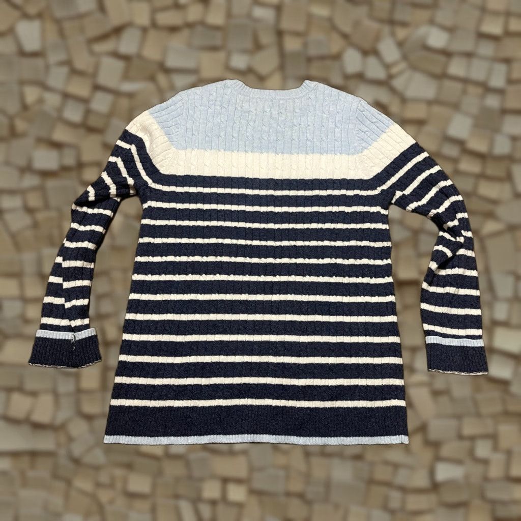 Croft & Barrow Croft & Barrow Sweater Women’s Size M Blue White Striped Pullover Crew Neck Long Sleeve Casual Size M / US 6-8 / IT 42-44 - 1 Thumbnail