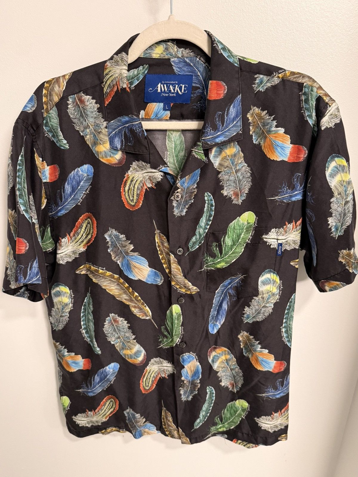 Awake NY Awake NY Feathers Silk Camp Collar Shirt Black L Size US L / EU 52-54 / 3 - 1 Thumbnail