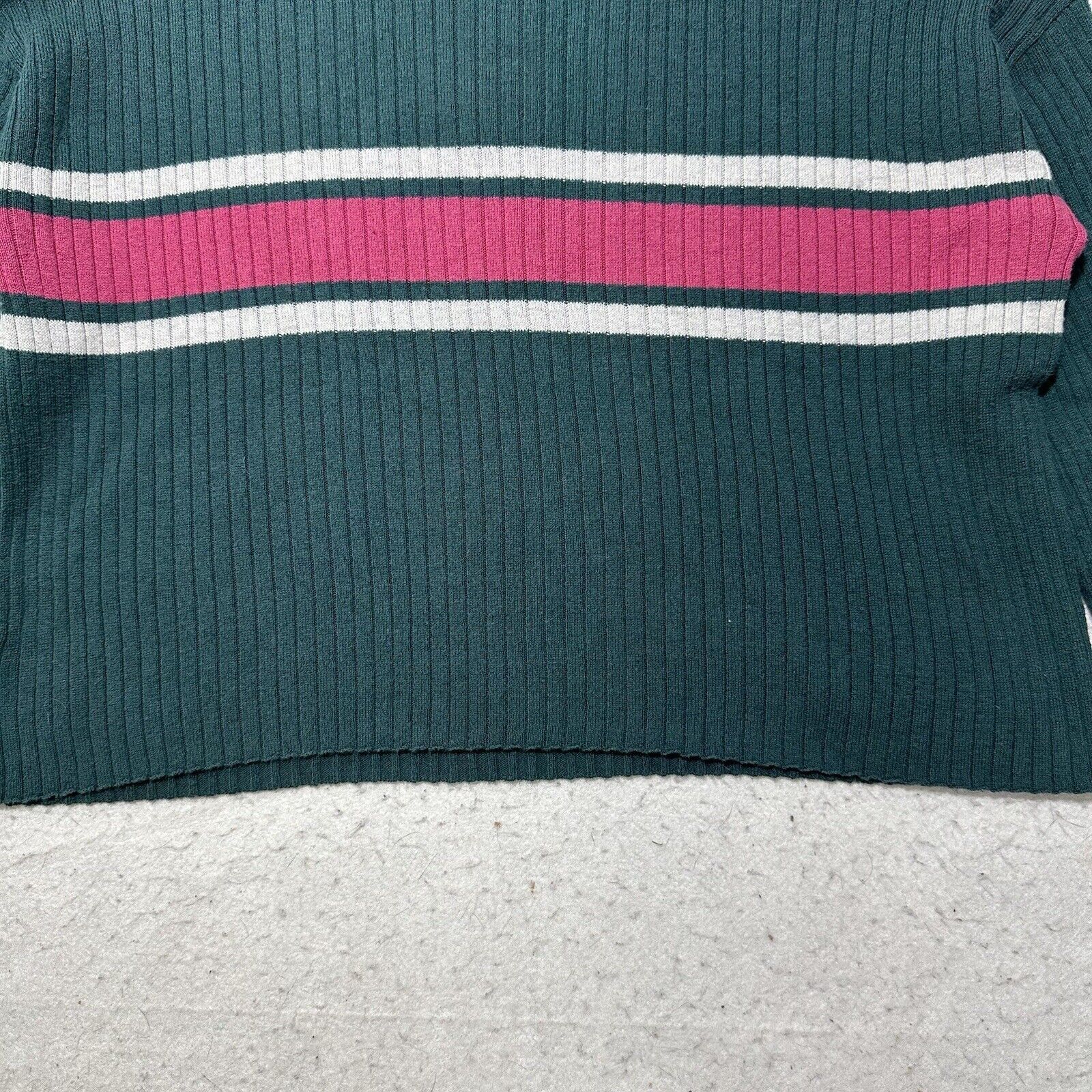 American Eagle Outfitters American Eagle Small Crop Henley Sweater Green Pink Stripe Size S / US 4 / IT 40 - 12 Thumbnail