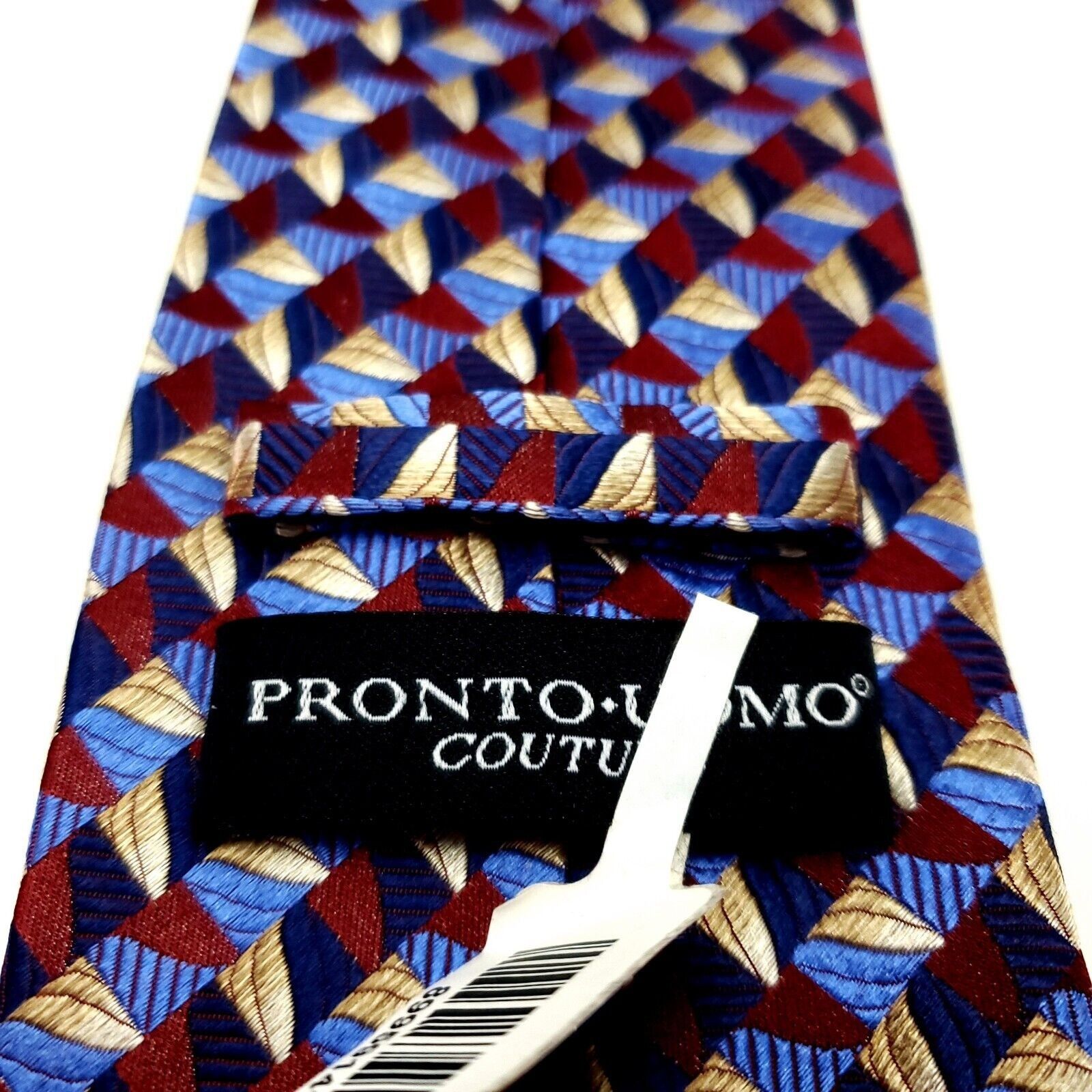 Pronto Uomo Pronto Uomo Couture Silk Tie Woven Red Blue Yellow Geometric Size ONE SIZE - 5 Thumbnail