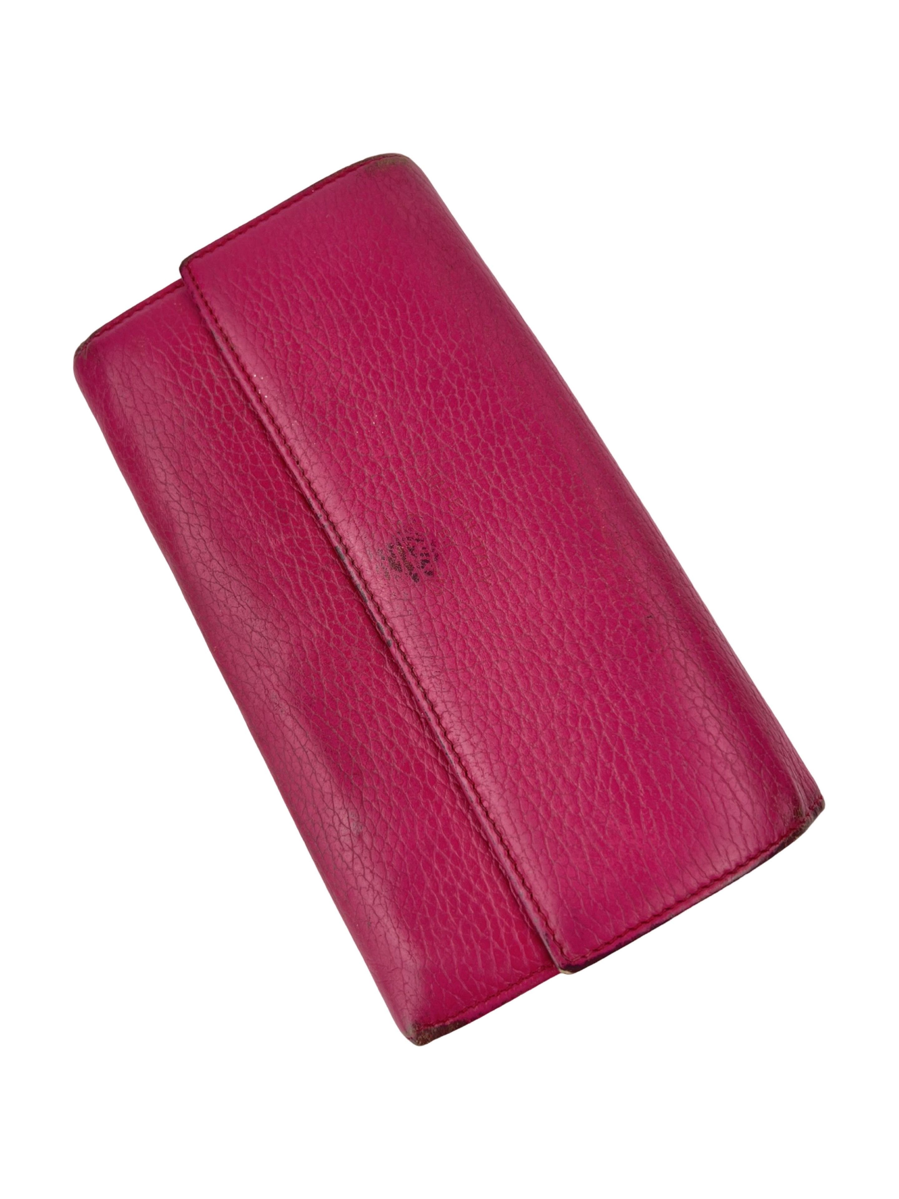 Gucci Dollar Calfskin Pink Leather Wallet