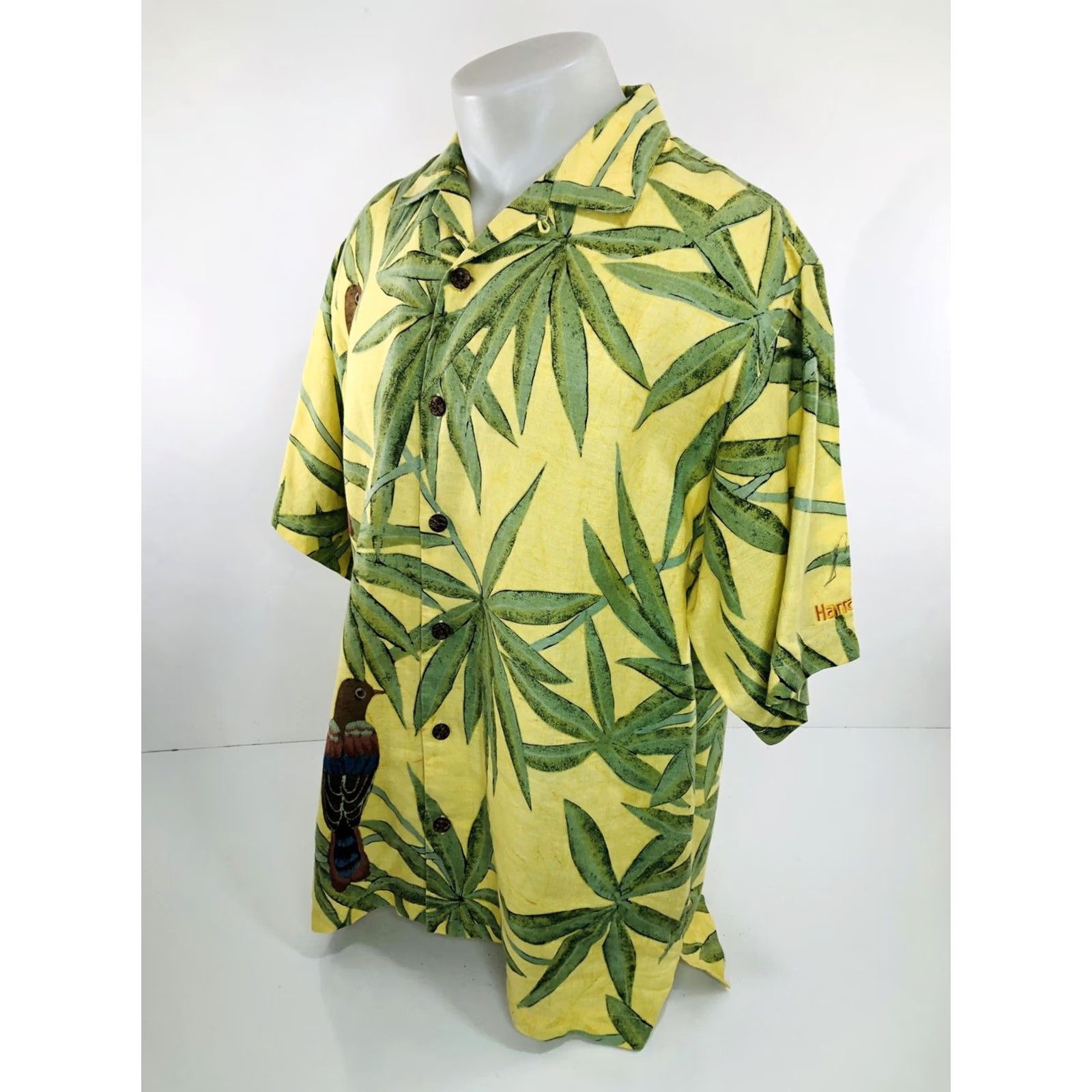 Tommy Bahama Tommy Bahama Parrots Hawaiian Linen Md Shirt - Embroidered Button-Up, Short Sleeve, Yellow, Men, M Size US M / EU 48-50 / 2 - 3 Thumbnail
