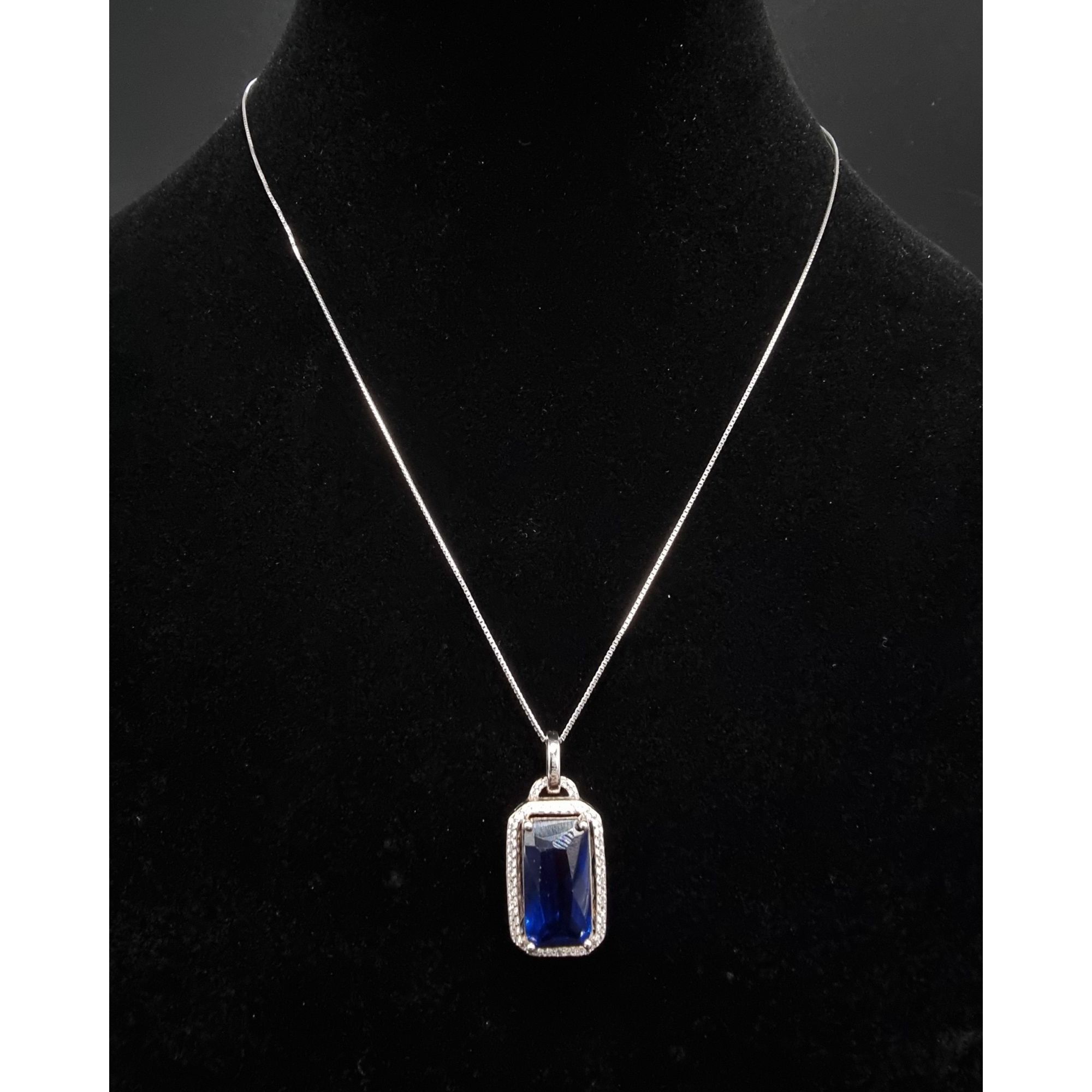 Vintage BBJ China 925 Sterling Silver Necklace With Lab-Created Blue Size ONE SIZE - 3 Thumbnail