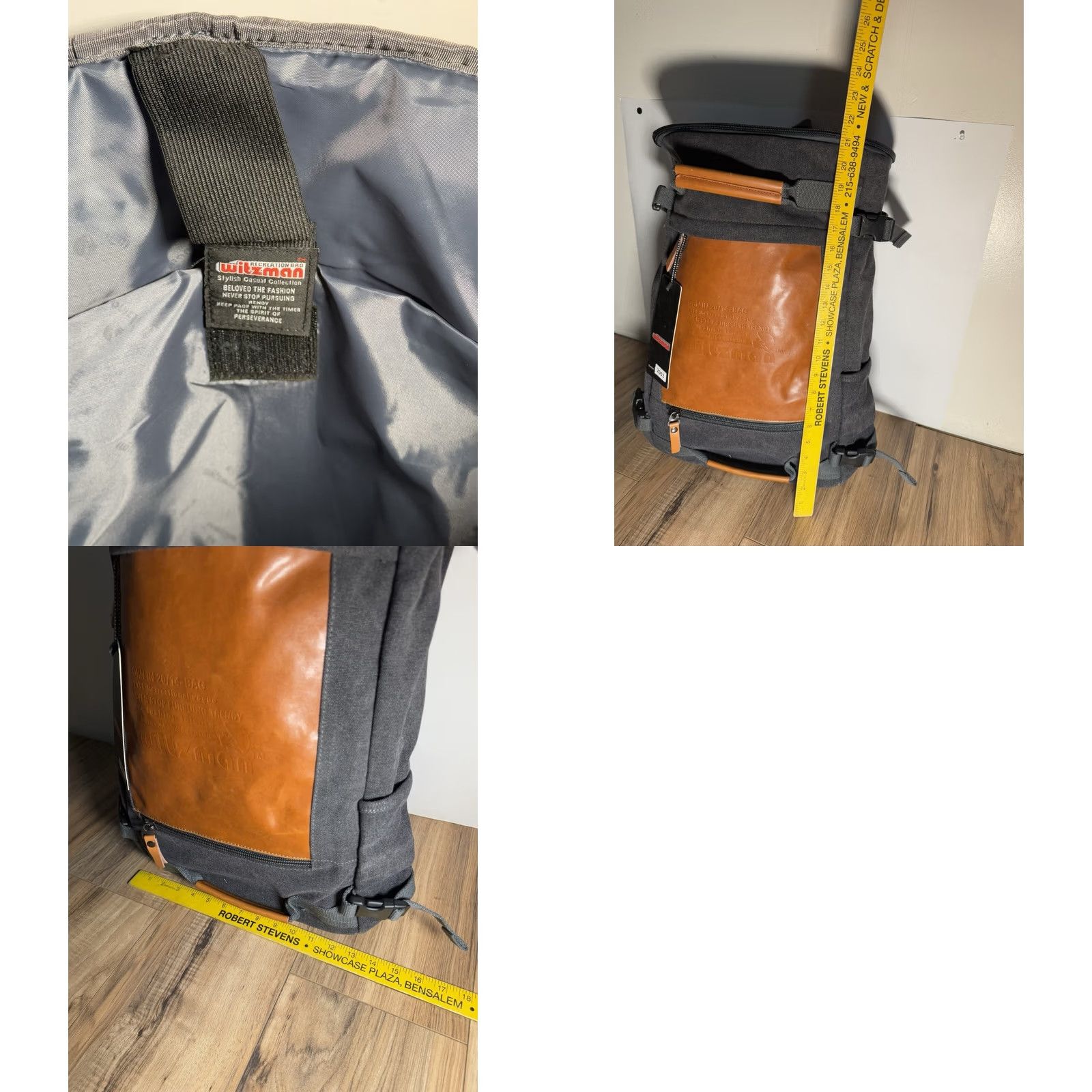 Vintage Witzman Backpack Charcoal Canvas Travel Backpack Large Men Laptop Sleeve/Protection Rucksack Duffel Bag Size ONE SIZE - 8 Thumbnail