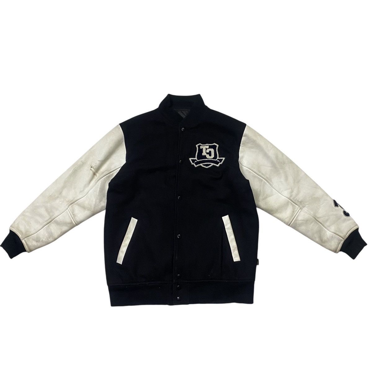 Vintage Vintage Y2k varsity jacket leather sleeve Size US L / EU 52-54 / 3 - 5 Thumbnail