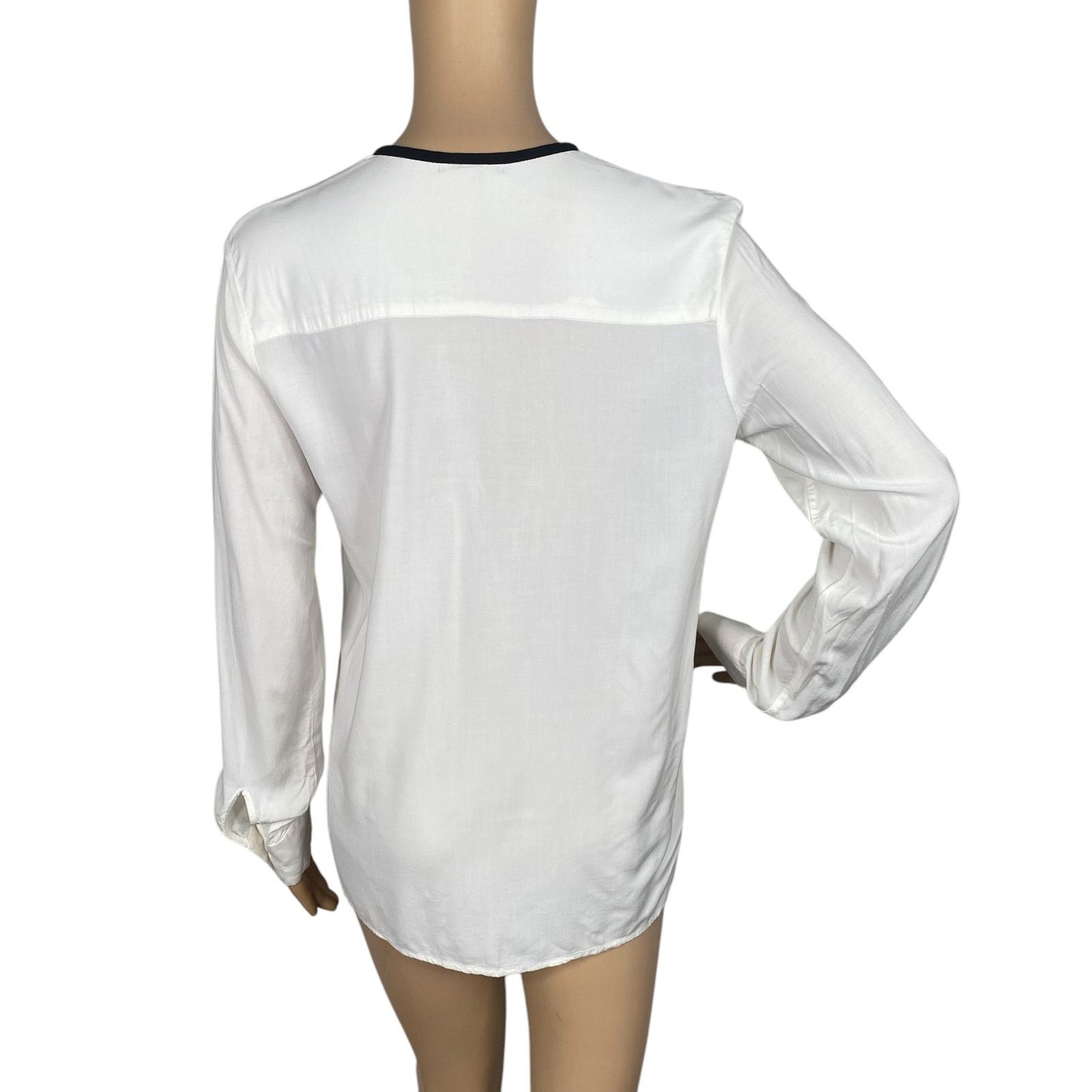 James Perse James Perse White Black Trim Collar Button Down Shirt SZ M Size M / US 6-8 / IT 42-44 - 6 Thumbnail