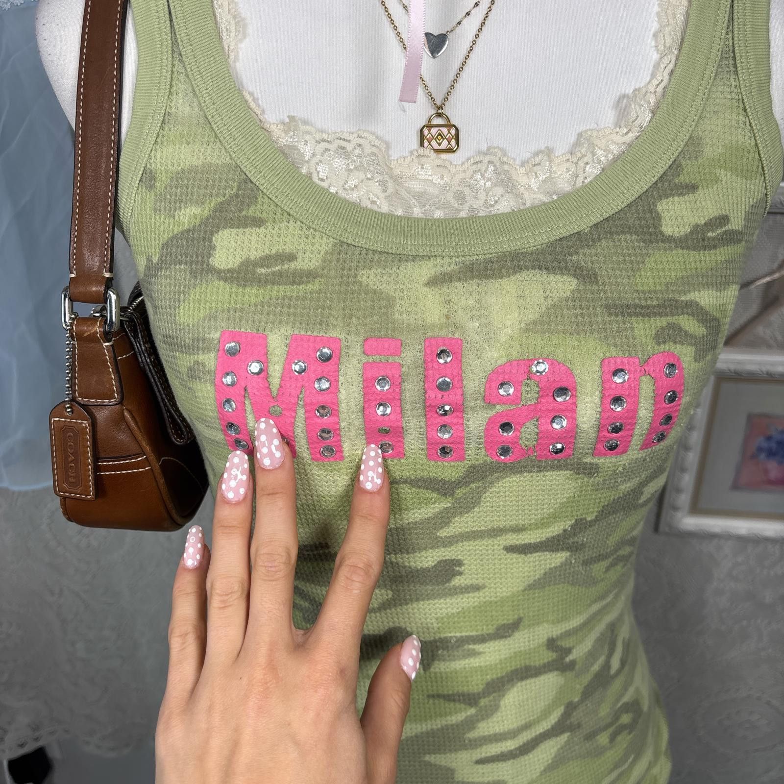 Other y2k green camo milan rhinestone cami top Size M / US 6-8 / IT 42-44 - 3 Thumbnail
