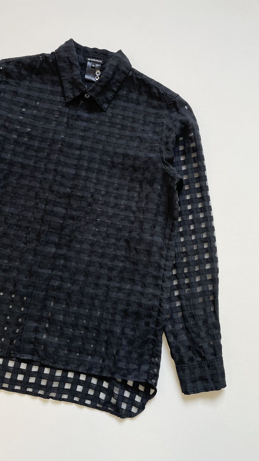 Ann Demeulemeester Black ‘Sheer Square’ Patterned Shirt Size US M / EU 48-50 / 2 - 8 Thumbnail
