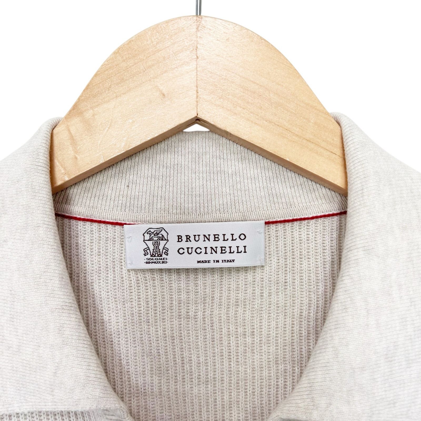 Brunello Cucinelli Brunello Cucinelli Cream Ribbed Knit Polo Sweater Sz 46 Size US S / EU 44-46 / 1 - 2 Thumbnail