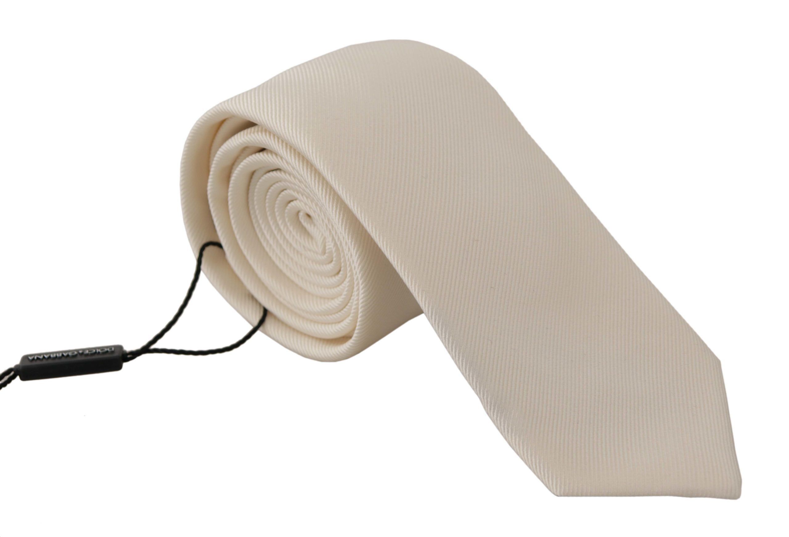 Dolce & Gabbana Elegant White Silk Men's Men's Tie Size ONE SIZE - 1 Thumbnail