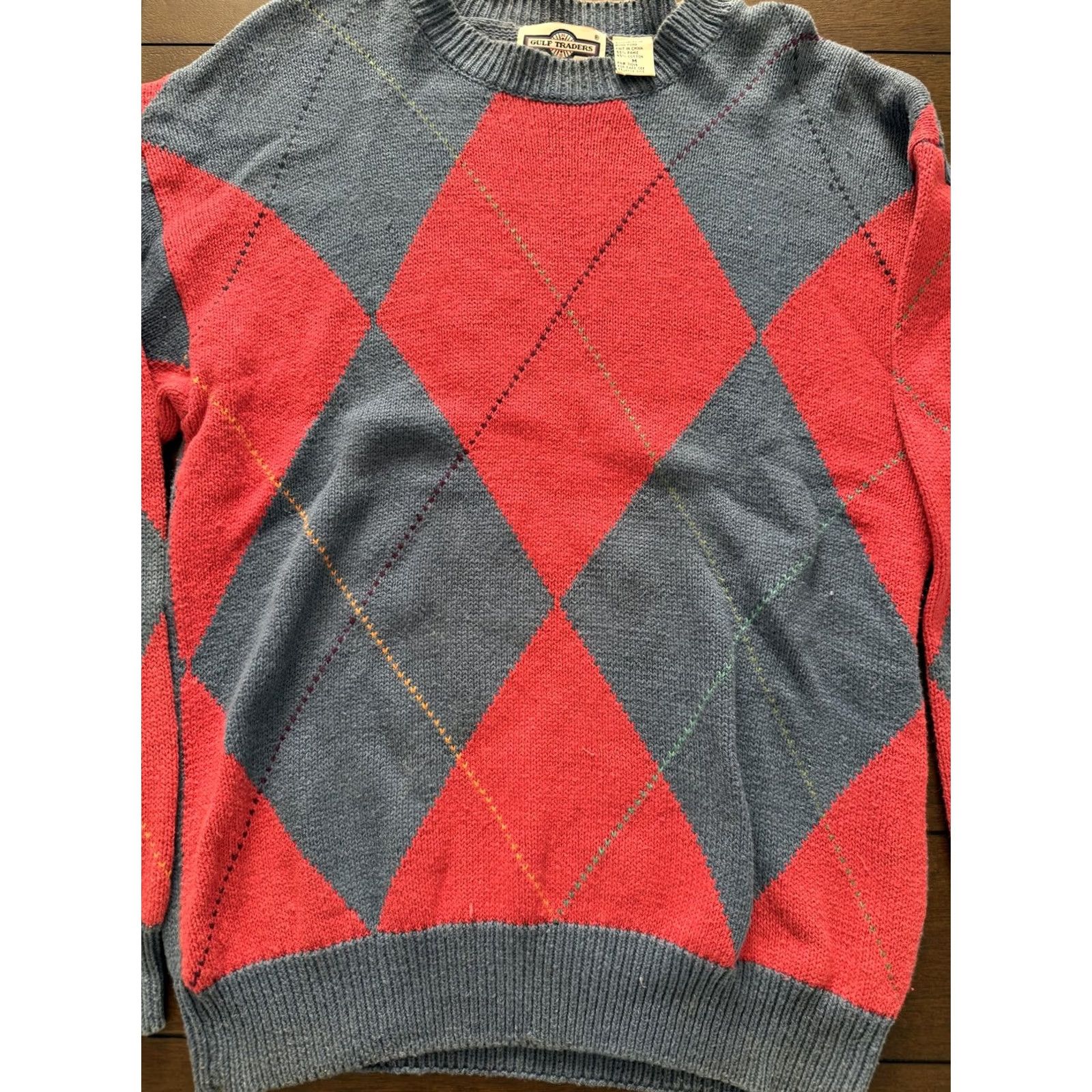 Vintage VINTAGE Gulf Traders Sweater Mens M Blue Argyle Knit Pullover Crewneck 90s Size US M / EU 48-50 / 2 - 2 Thumbnail