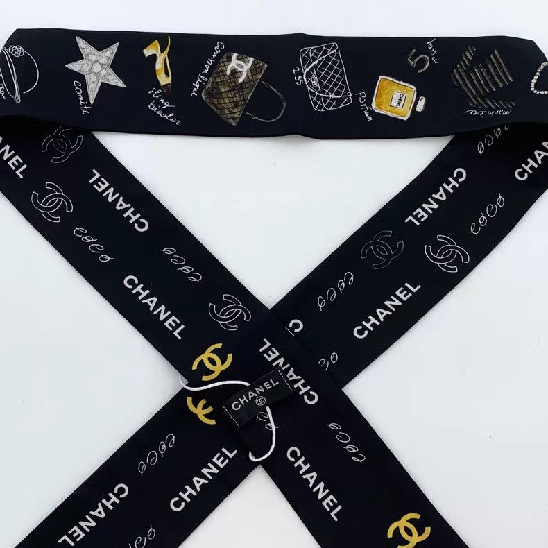 Other Chanel Black double C camellia multi-element printed silk Size ONE SIZE - 4 Thumbnail
