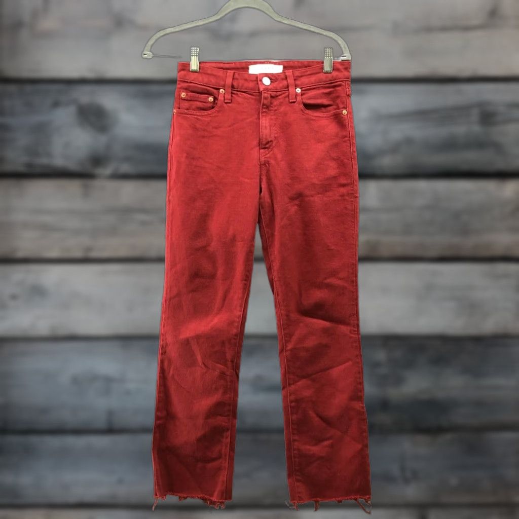Vintage Trave Colette Jeans Kick Flare Womens 25 Brick Red Stretch Mid Rise Size 42" / US 20 - 1 Thumbnail